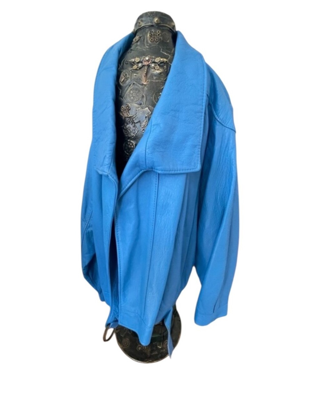 Vintage Howard's Exclusive Leathers Cobalt Blue Genuine Leather Oversized Jacket